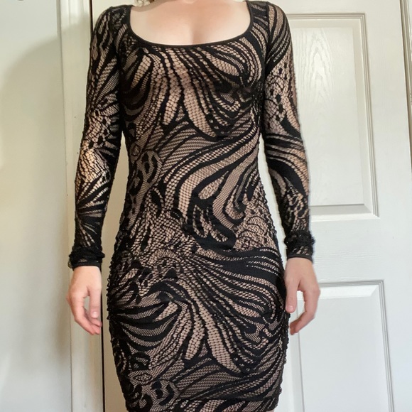 BCBG black and beige/nude cocktail dress - Picture 3 of 8